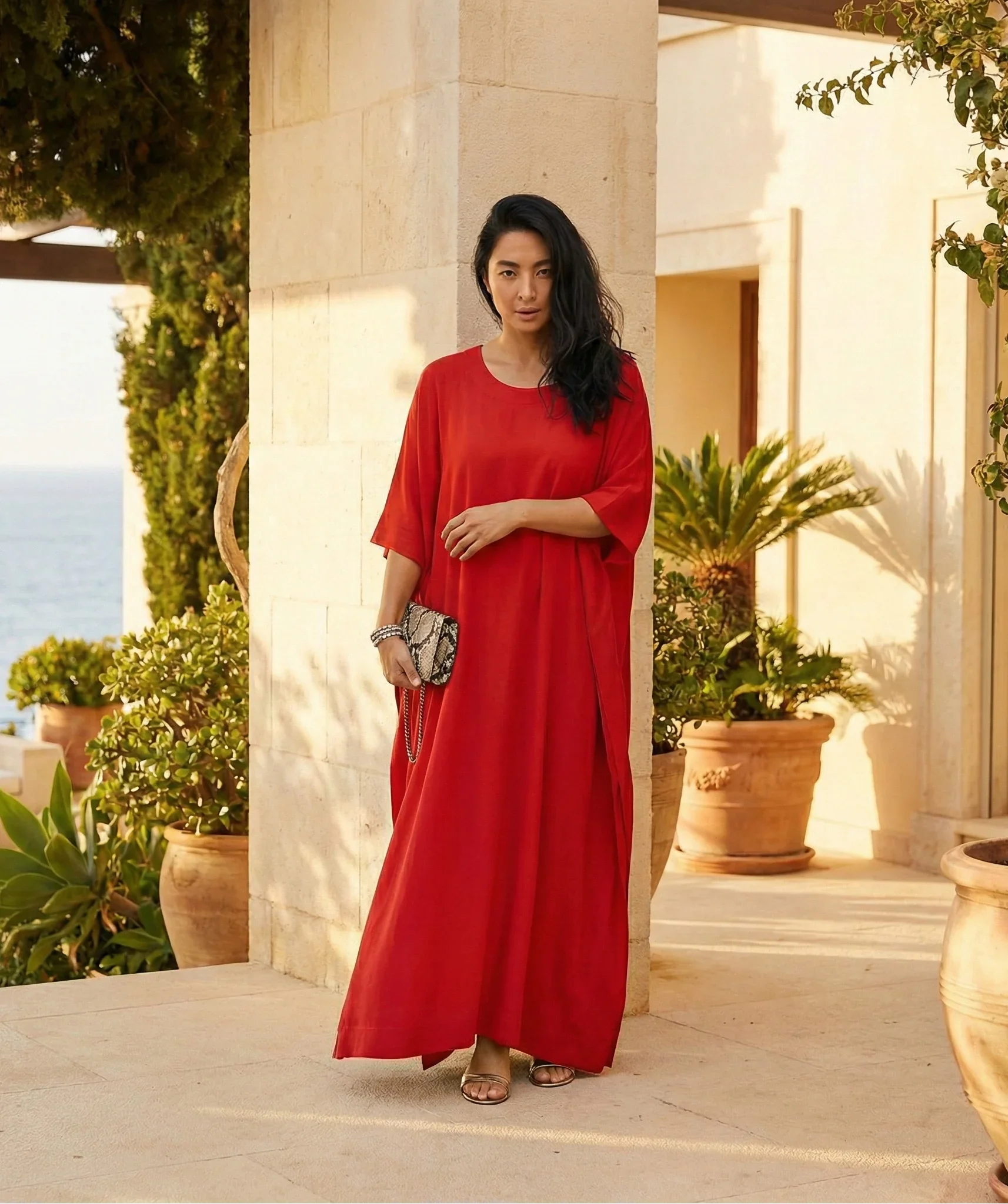 Wendy - Women’s Kaftan Midi Dress Summer Beachwear