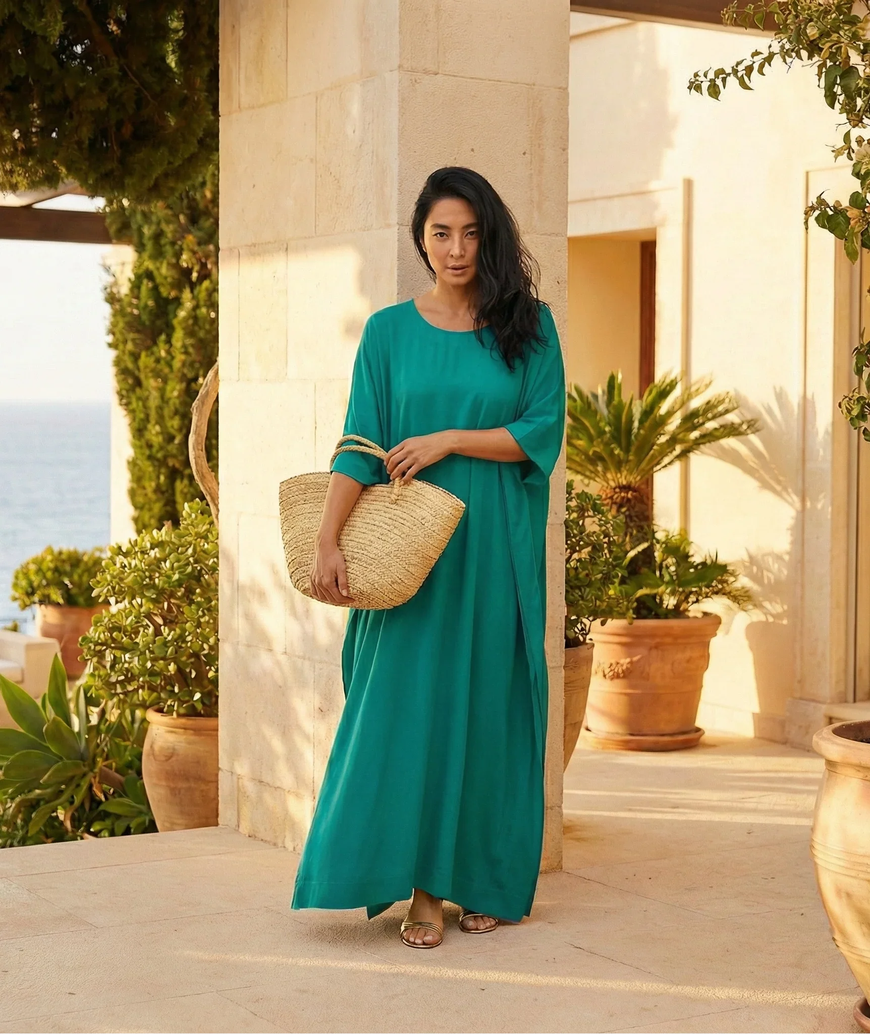 Wendy - Women’s Kaftan Midi Dress Summer Beachwear