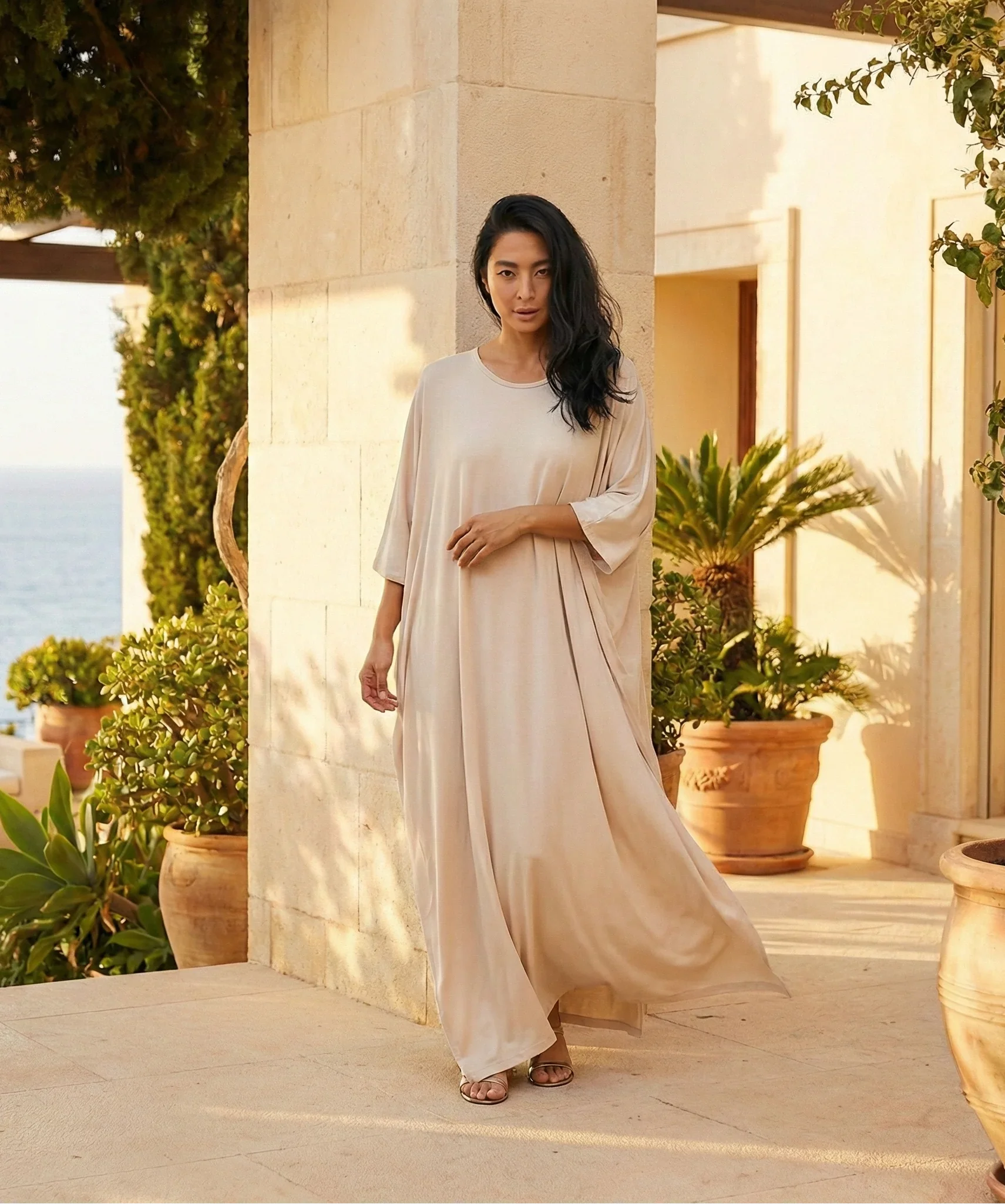 Wendy - Women’s Kaftan Midi Dress Summer Beachwear