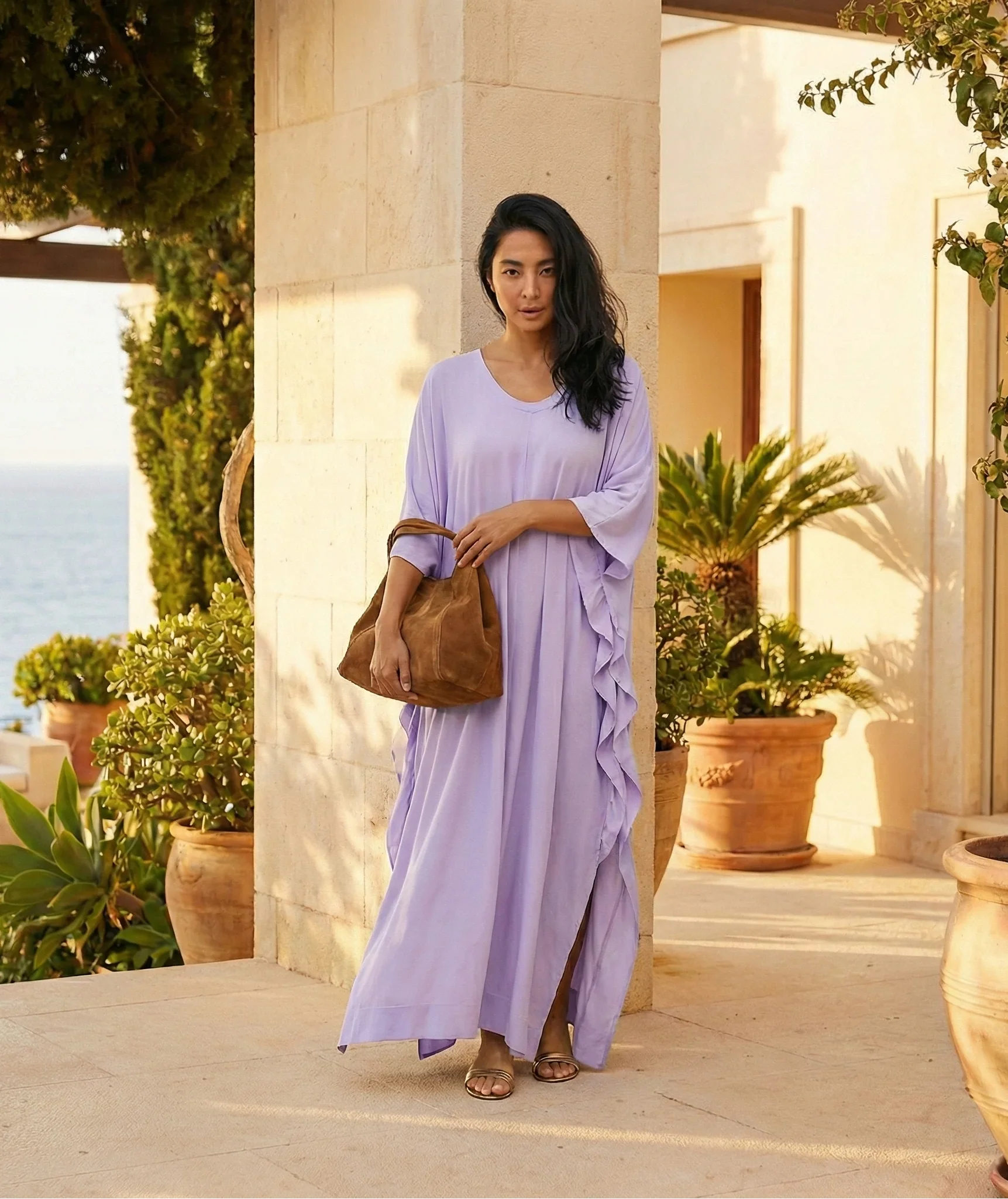 Wendy - Women’s Kaftan Midi Dress Summer Beachwear