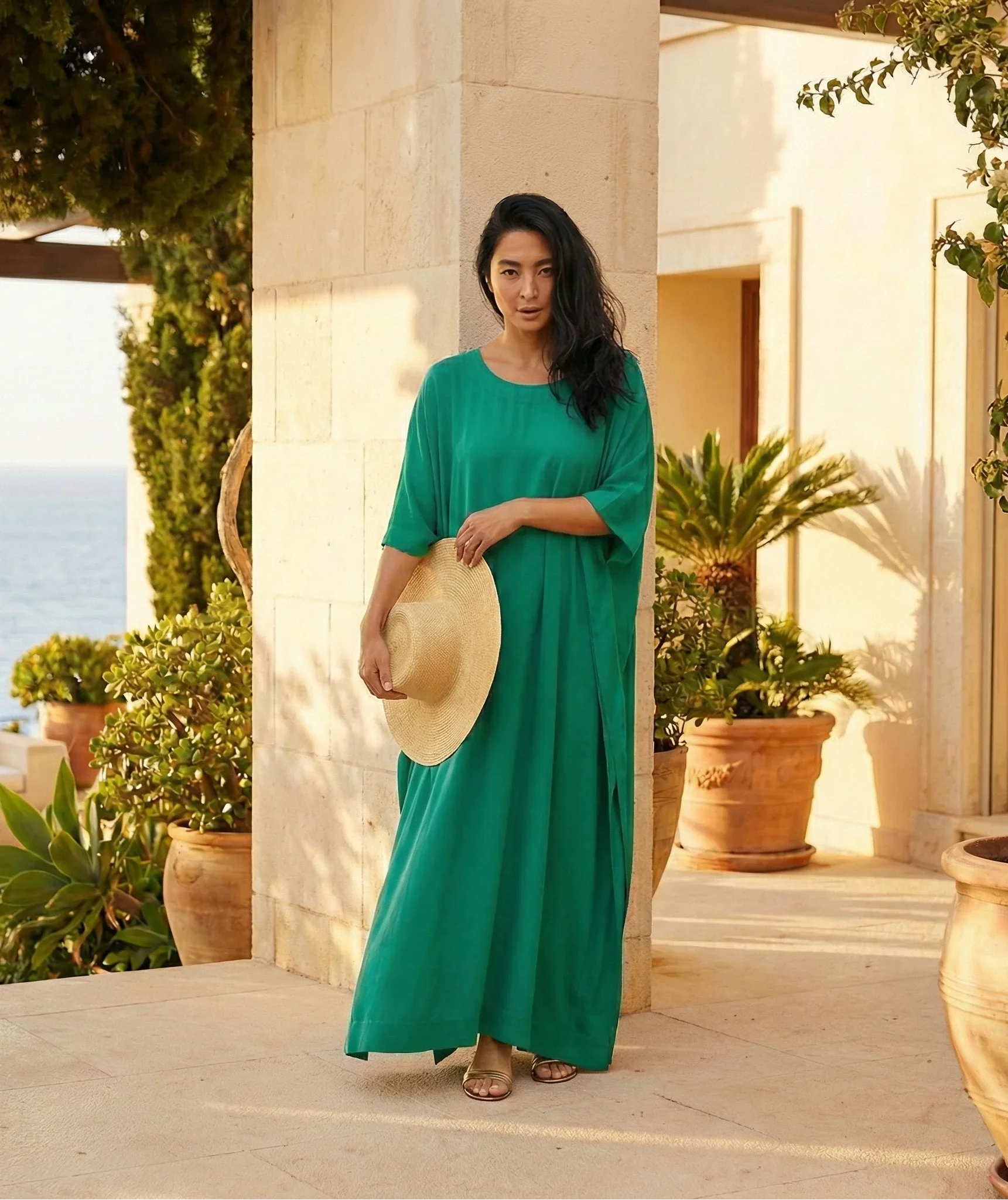 Wendy - Women’s Kaftan Midi Dress Summer Beachwear