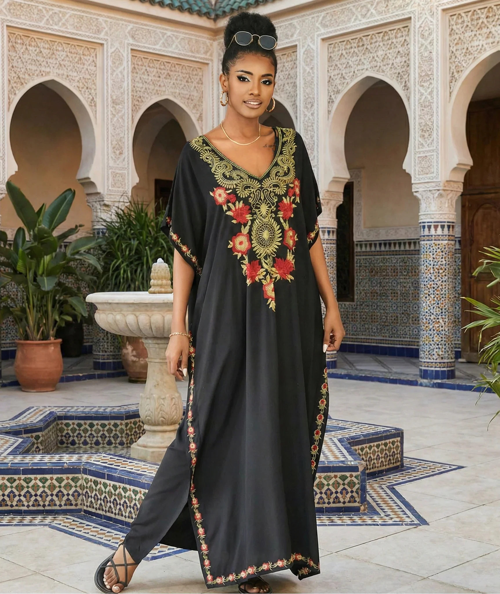 Jan - Women’s Kaftan Midi Dress Summer Beach Outfit