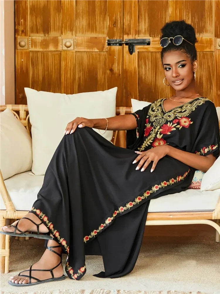 Jan - Women’s Kaftan Midi Dress Summer Beach Outfit