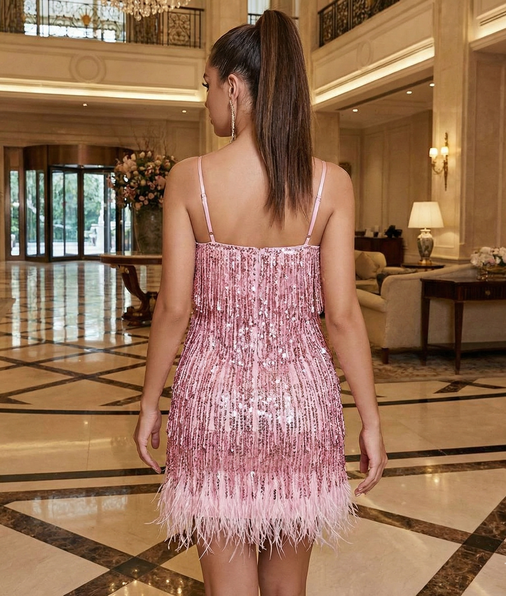 Bella Tassel Feather Mini Dress