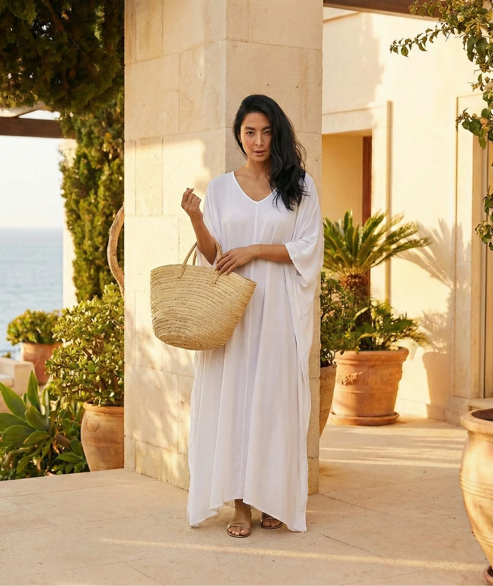 Wendy - Women’s Kaftan Midi Dress Summer Beachwear